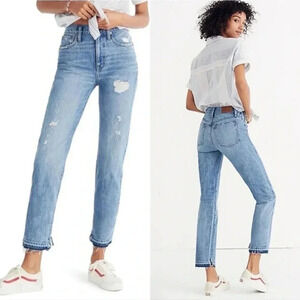 Madewell Classic High-Rise Old School Distressed Straight Leg Jeans(26)
